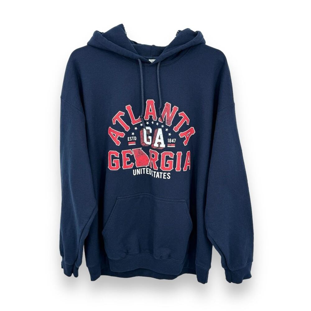 Gildan Heavy blend blue Atlanta Georgia USA pullover hooded sweatshirt jacket XL